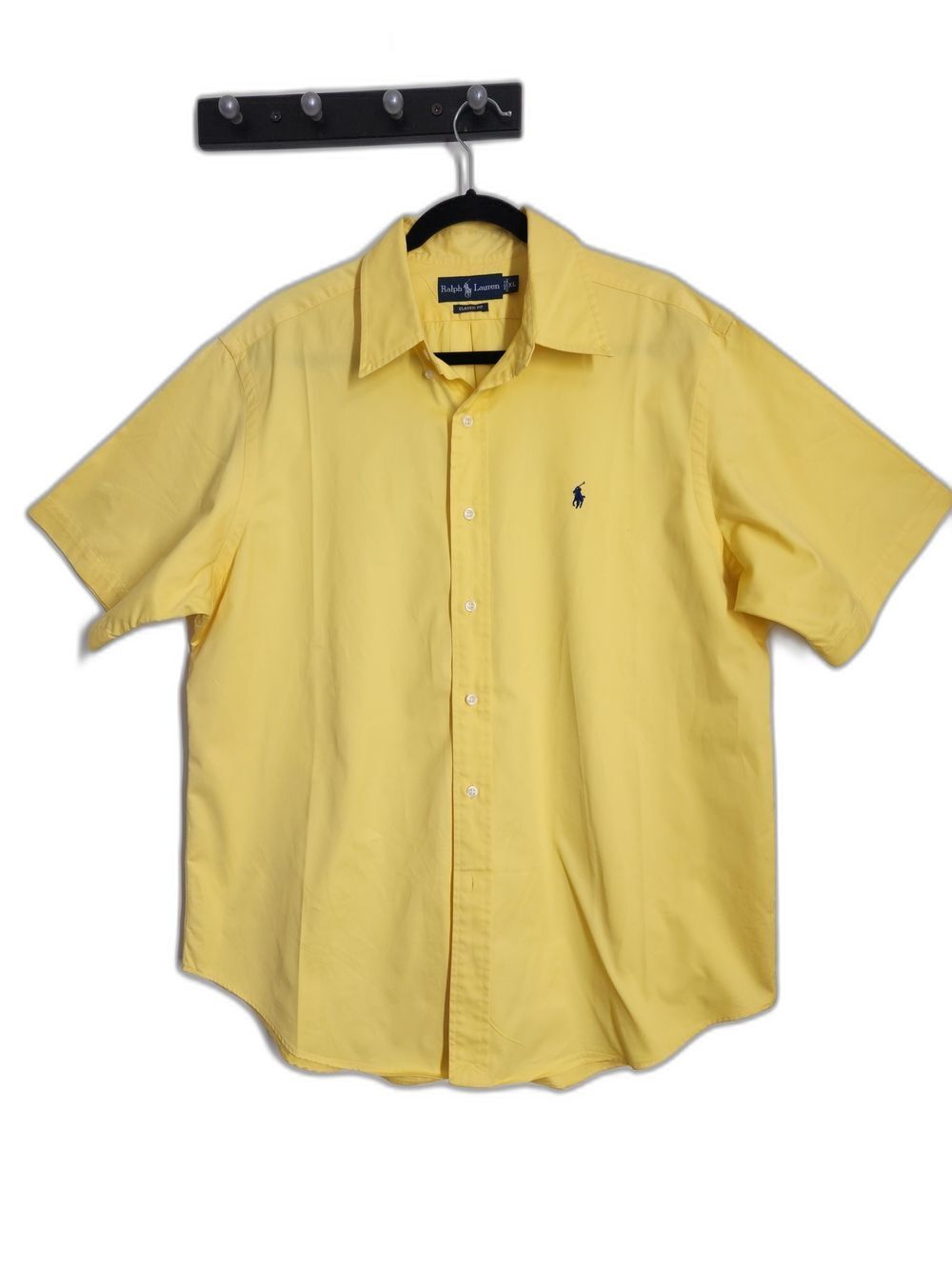 Ralph Lauren Yellow Short-Sleeve Button-Up Shirt Classic Fit Size XL. #E11
